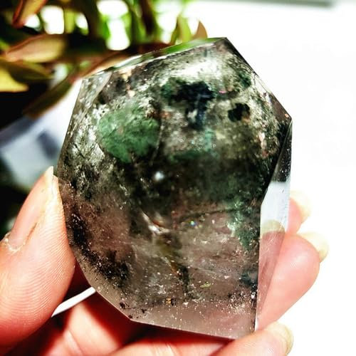 Natürlicher Garten Phantomkristall Quarz Freiformstein Hexerei Spirituelle Meditation Heilung Feng Shui Raumdekoration Ornament-AA129 98g59-47mm