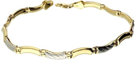 Echter 585 Gold ARMBAND, Gelb,-Weißgold, 19 cm Lang, 14 Karat, inkl. ETUI
