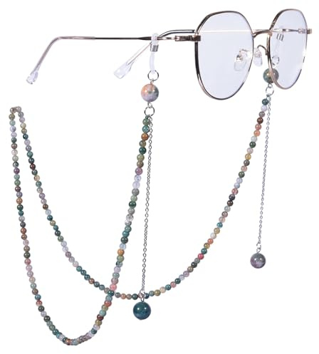 Nupuyai Kristall Brillenkette Damen Modern Stein Brillenband Damen Perlen Sonnenbrillenkette Gesichtsmaske Kette Edelstein Brillenkordel Brillenhalter für Lesebrillen, Myopiebrille