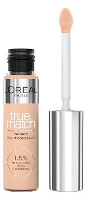 L'Oréal Paris Concealer für ein natürliches Strahlen, Feuchtigkeitsspendend und aufpolsternd, Gesichts Make-Up mit Hyaluronsäure und Koffein, True Match Radiant Serum Concealer 7N, 11 ml