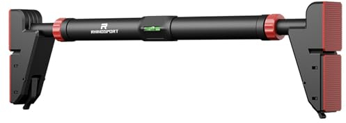 RHINOSPORT Door Pull Up Bar for Doorway Chin Up Bar from 76-95 cm (29.9in-37.4in) Workout Equipment Home Gym No Screws P6-BLACK (RED)