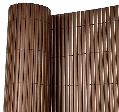 Oypla 1m x 5m Brown PVC Outdoor Garden Fencing Privacy Screen Roll