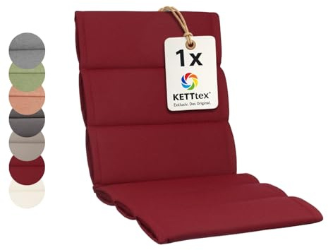 KETTtex EXKLUSIV Comfort Plus Auflage Mittellehner rubinrot I Gartenstuhl Polster 106x50x5/3cm I hochwertige & Pflegeleichte Sesselauflage I Wetter- & formbeständige Stuhlauflage I Sitzauflage