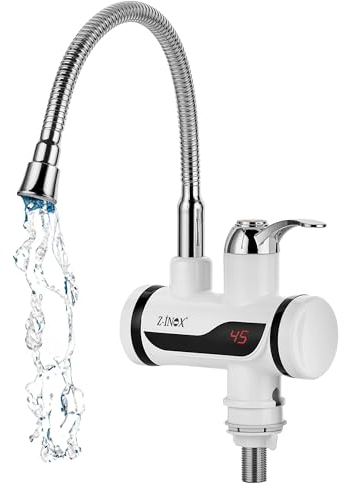 Elektrischer Wasserhahn mit Durchlauferhitzer 30-60°C LED Mischbatterie Badarmatur Temperaturanzeige 10-99°C Küchenarmatur Energiesparend Wasserleitungshahn Wasserentnahmevorrichtung Einhebelmischer