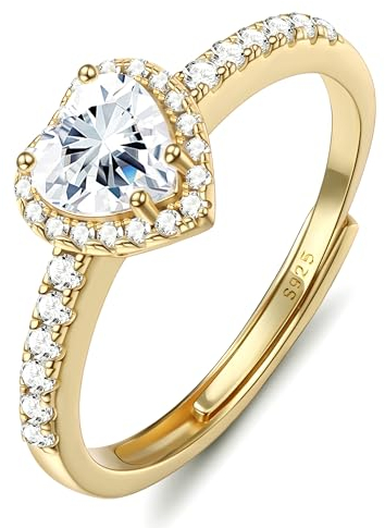 Chriscoco Herz Ringe Frauen Silber 925 Silber/Roségold/Gold Ringe Damen Verstellbar Daumenring Verlobungsring Eheringe Jubiläum Promise Ringe Silber Ringe 925 Damen - Mit Schmuckschatulle
