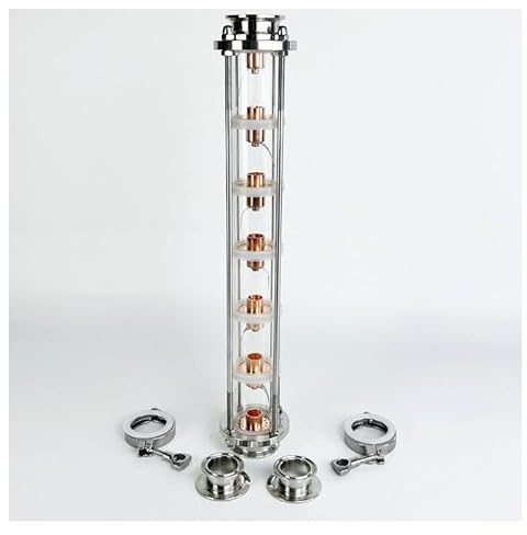 CKSEKD 2(51mm) Flansch 64mm Destillationskolonne mit 7 Stück Kupferblasenplatten for die Destillation, Edelstahl 304