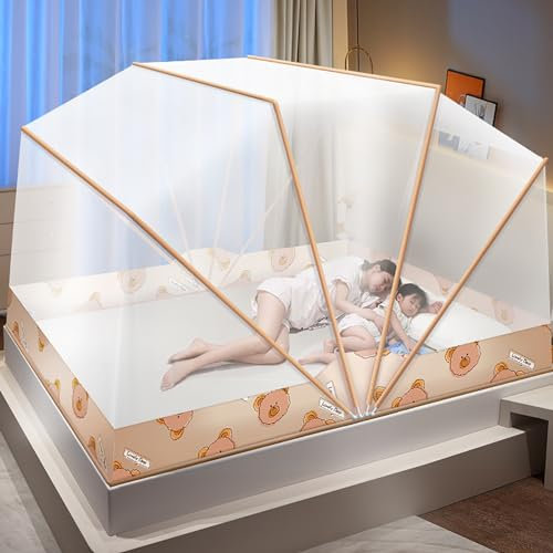 Faltendes Moskitonetz, Zeltüberdachung, Vorhänge für Betten, King-Size-Bett, tragbares Netz mit Unterseite für Erwachsene, F, 100 x 190 cm