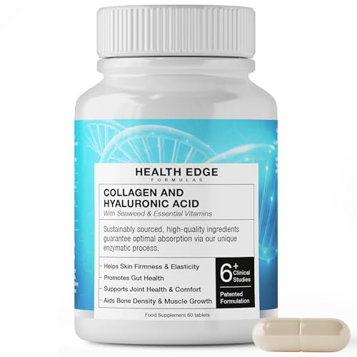 Powerful Marine Collagen with Hyaluronic Acid Capsules | High Strength | Type 1 Collagen | Skin Hair Nails Gut Health Bones Muscles Joints | Made in UK | Kosher & Halal Certified