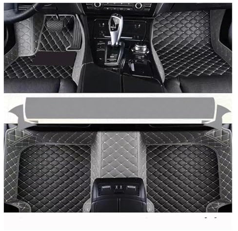 DZSQEGBX Auto Fußmatten Auto-Matten Für Peugeot Für 3008 P84 2017~2023 Leder-Bodenmatten-Teppiche Schutzpolster Teppiche Innenteile Autozubehör 2018 2019 Autofußmatten(Black and Grey)