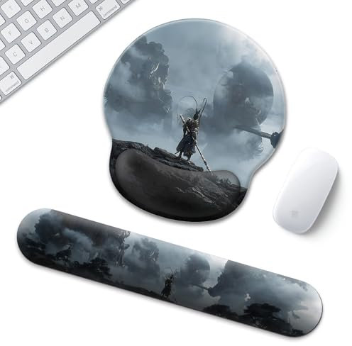Black Myth for Wukong Tapis de souris multifonction étanche pour clavier de jeu, antidérapant et confortable, repose-poignet en mousse gel compatible avec souris laser et optique (tapis de souris