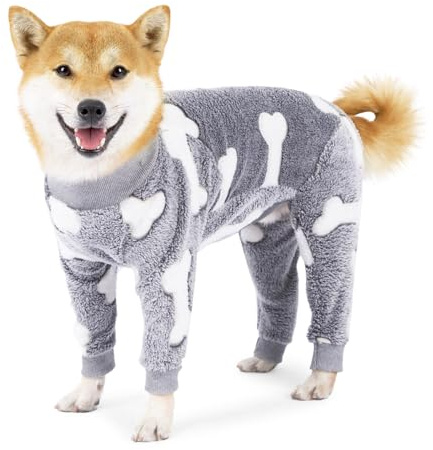 SUYUKU Hunde Pyjama Warmer Winter Overall Fleece Welpenpullover für kleine und mittelgroße Hunde Haustierkleidung für Hunde Rollkragen langärmelig Hunde Sweatshirt (grau, 3XL)