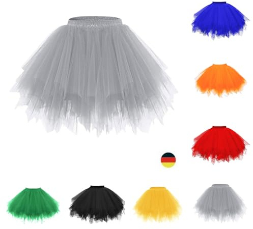 Tutu Damen Tüllrock 50er Karneval Tütü Rock Kurz Ballett - Unterrock Crinoline Petticoat Tutu Mini Rock Karneval Kostüm