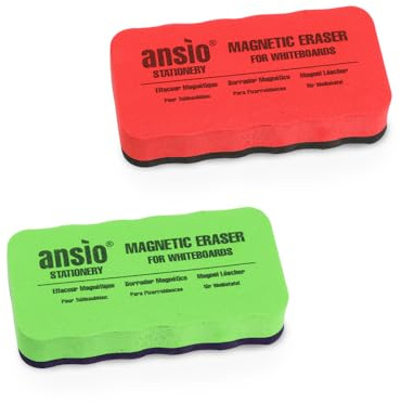 ANSIO Magnetiskt suddgummi för whiteboards hållbar och lätt whiteboard torrt suddgummi – 2-pack