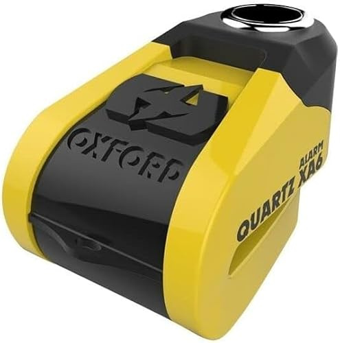 Oxford LK215 Quartz XA6 Cadenas à disque (pin de 6 mm) USB rechargeable, jaune noir