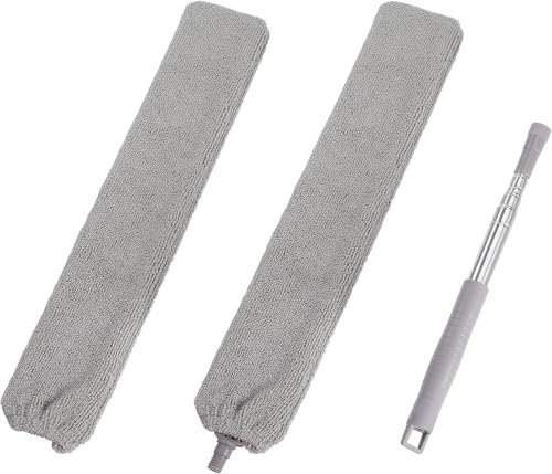 Spazzola per Polvere Spolverino Telescopica in Acciaio Inossidabile con Lavabile Microfibra per Parte Inferiore del Divano Letto Spazio Domestico