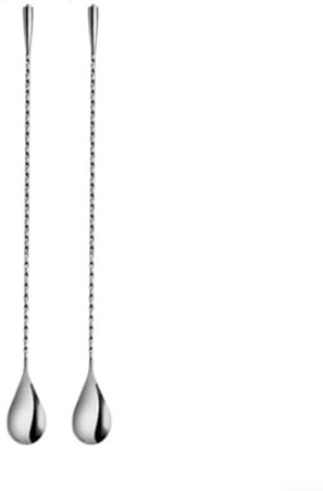 Lot de 2 cuillères à mélanger en acier inoxydable pour smoothies, jus et cocktails (30 cm)