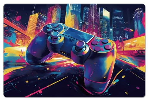 GLOBLELAND Cool Gaming Metal Tin Sign Colorful Gamepad Funny Vintage Painting Tin Signs 12x8inch Retro Wall Art Plaque Poster for Home Bedroom Gamer Room Bar Shop Club Games Lover Gifts