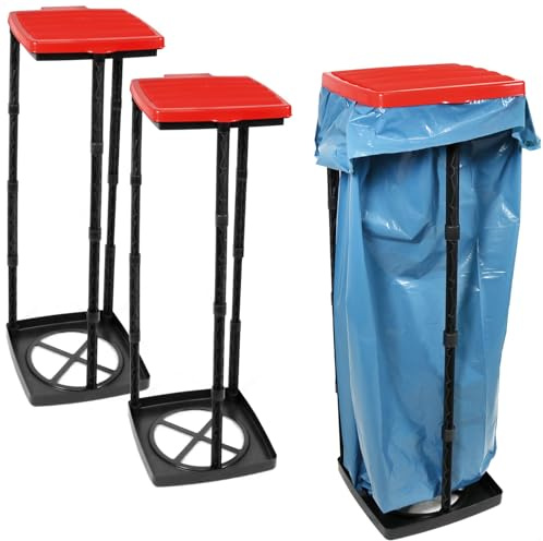 com-four® 3X Supports de Sacs poubelles avec Couvercle, Peut être installé | idéal pour la maison - le jardin - l'atelier et le camping - support de sac jaune