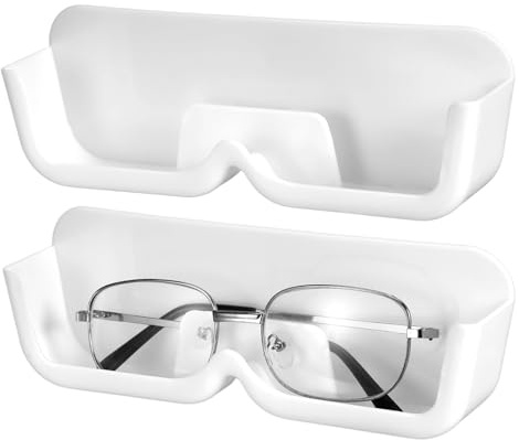 WatDenyFine Brillenhalter Wand Selbstklebend, Sunglass Holder Brillenaufbewahrung Auto Brillenhalter für Auto Sonnenbrillen Aufbewahrung Sonnenbrillenhalter Brillenbox Sonnenbrillen Organizer (Weiß)