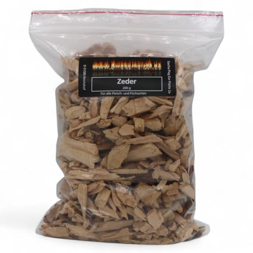 Räucherchips Mix & Set – individuell kombinierbar mit 26 Sorten a 200g – BBQ & Smoker Holzchips selbst wählen (Zeder)