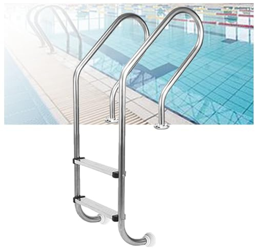 Échelle de piscine robuste pour piscine, supporte jusqu'à 250 kg, base de montage rapide, idéale pour les parcs aquatiques intérieurs et extérieurs
