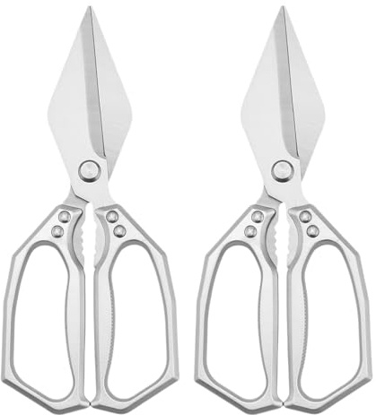 Forbici Da Cucina Multifunzionali per Impieghi Gravosi 2PCS, Forbici Cucina Lega Alluminio per Uso Alimentare, Manici Ergonomici Antiscivolo, Trinciapollo, Per Pollo, Carne, Alimenti