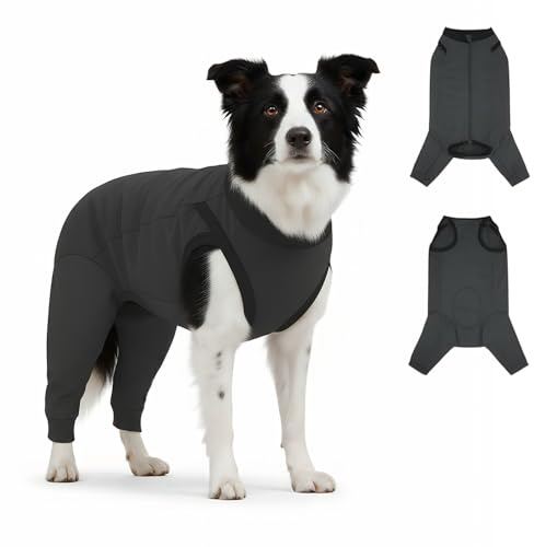 Body per Cani,Tutina Cane Post Operatoria Sterilizzazione Tuta Post Operatoria Cane Femmina Manica per Gambe Posteriori Cane Protettore per Zampe Cani(Grafite Grigio,XL)