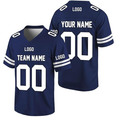 Personalisierte American Football Trikots mit Name Nummer Logo Karneval Kostüm T-Shirt für Kinder Erwachsene Junge Mädchen Herren Damen