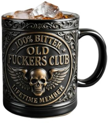 Old F*ckers Club – Becher für lebenslange Mitglieder, Klassisches Humor-Design für den täglichen Gebrauch, Bierkrug in Skelettform, Witziges Geschenk für ältere Herren (1PC)