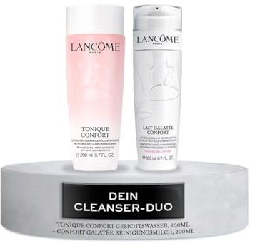 Lancôme Tonique Confort Gesichtswasser, 200ml + Confort Galatée Reinigungsmilch, 200ml, beruhigende Lotion mit Rosenwasser & sanfte Reinigung für empfindliche Haut