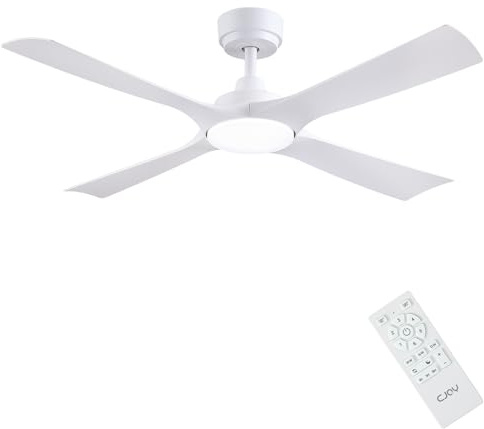CJOY Ceiling Fans with Lights 48 inch, White Ceiling Fans with Lamps | Dimmable, Quiet Reversible 4 Blades, 6 Speeds, Sleep Mode, Timer, Fan Light for Bedroom/Living RoomKitchen/Dormitory