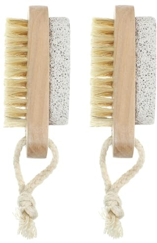 KAJNBN Spazzola per Corpo da Doccia 2 Pezzi con Setole Morbide e Pietra Esfoliante Doppia Faccia 9,5x4 Cm per Esfoliazione Delicata e Massaggio Piedi Adatta a Uomini e Donne