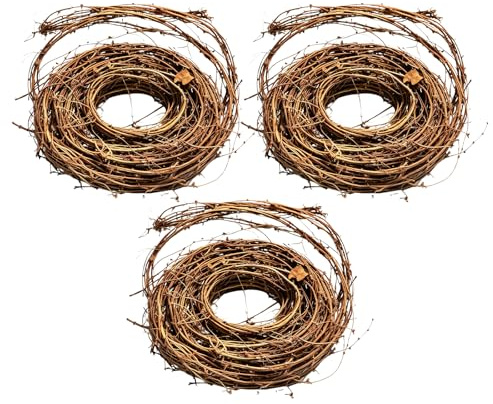 3 Rollen Natürliche Weinrebenzweige 4,5m, Weinreben Kränze, Girlandenkränze, Grapevine Kränze, Rebenkranz Naturkranz Natur Weinrebenzweige für Hochzeit Haus Feiertagsdekoration Türen Vasen Wände