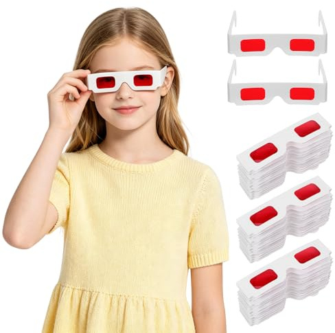 PLAFOPE 50 Pezzi Occhiali 3d di Carta Rossi per Design Ergonomico e Versatile per Feste di Compleanno e Regalo Speciale