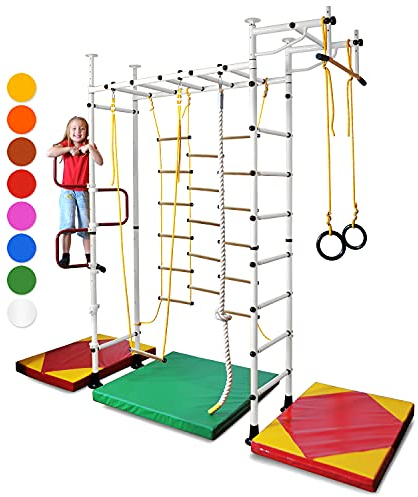 NIRO Sport Espaliers Gym M3 Barres murales Espalier d'enfants avec Barre de Traction Anneaux de Gymnastique Corde échelle de Corde trapèze