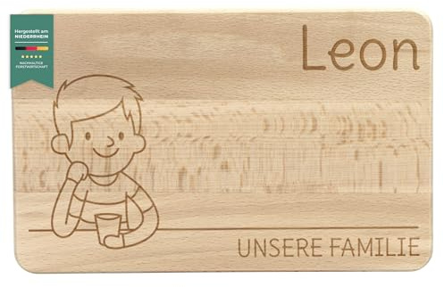 LAUBLUST Frühstücksbrettchen mit Gravur Personalisiert Unsere Familie | Großer Sohn - 24x15x1cm, Natur, FSC®
