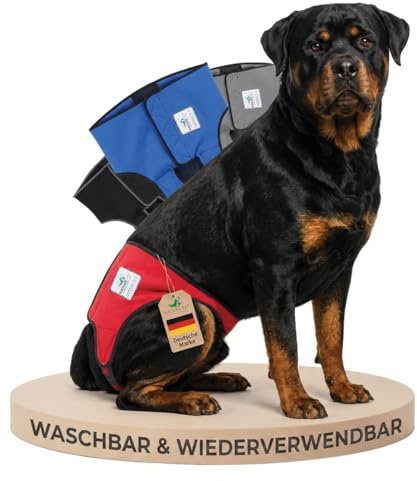 NATURE PET Premium Läufigkeitshose für Hündinnen – Hochwertige & Bequeme Hundewindeln für Hündinnen & Rüden – Waschbare Inkontinenz-Hundewindel ohne Einfädeln der Rute – L-L/Rot