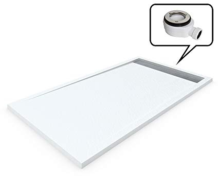 DUCHA-ES Plato Resina con Marco. Textura Pizarra Antideslizante. Carga Mineral. 70X170CM Blanco RAL: 9003