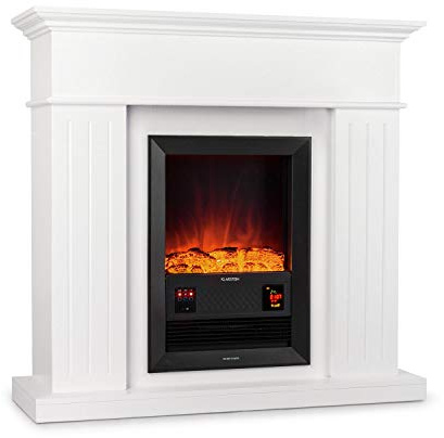 Klarstein Chamonix - Chimenea eléctrica, Chimeneas eléctricas Decorativas, 2000 W, 2 Niveles, Termostato, Programable, Mando a Distancia, Chimenea Decorativa, Protección sobrecalentamiento, Blanco