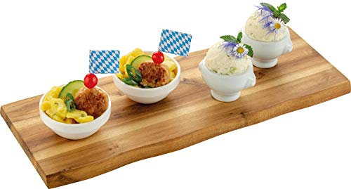BATANIA Brotzeitbrett, Akazienholzplatte, Servierplatte aus Holz | 45 x 27 cm