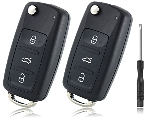 Betterher 2 stück Schlüssel Gehäuse Fernbedienung kompatibel für vw schlüsselgehäuse,schlüsselhülle Cover Autoschlüssel kompatibel für Polo MK6 Golf Skoda Tiguan Touareg Seat
