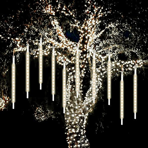 WASAGA Meteorlichter, LED-Regenlichter 20 960 LED-Röhren (2er-Pack) 50 cm Weihnachts-Eiszapfen-Rücklichter Schneelichter für die Weihnachtshochzeit Urban Decor (Warmweiß)