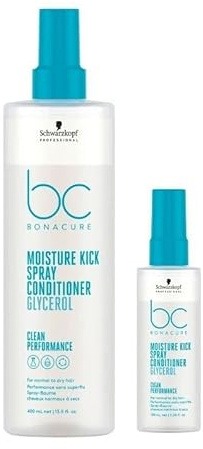 Schwarzkopf - BC Clean Moisture Kick Spray-Spray, feuchtigkeitsspendend, Inhalt: 400 ml und ein Reiseformat mit 100 ml