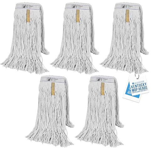 Pack of 5 Kentucky Mop Head | Commercial and Industrial Grade Mop Refill | Large Size Cotton Mop Heads Replacement PY Yarn | 16oz or 450 grams each