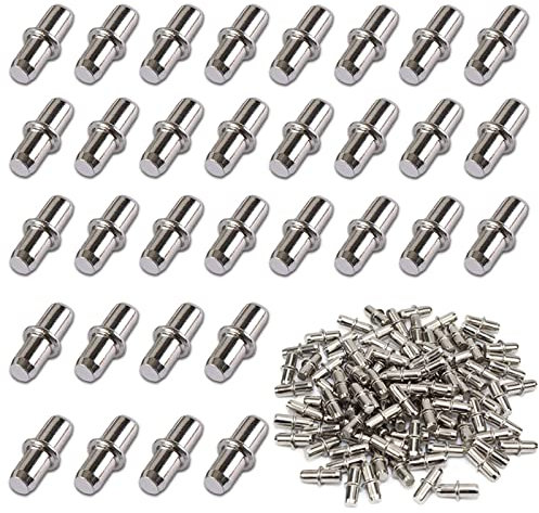 Shelf Bracket Pegs, 100 Pieces of Metal Shelf Pins, Diameter 5 MM, Shelf Bracket Pegs, Support Divided Pin Shelf Rest for Cabinet Furniture Closet