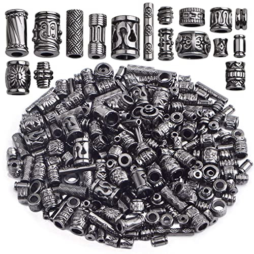 Perline distanziali a forma di barilotto a forma di barile, in lega, 100 g, stili misti, accessori per braccialetti fai da te, gioielli, decorazioni artigianali, colore: nero canna di fucile