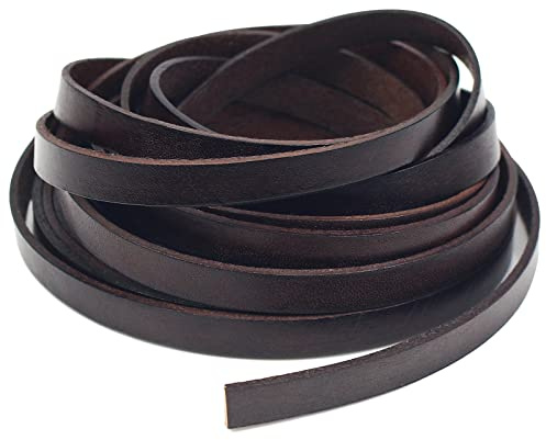 RUBY 10 mm x 2 mm Lederband Flach，Lederriemen Flach，Lederbänder，Lederriemen Meterware,Lederband breit,Leder meterware(5 Meter, Antik Braun)