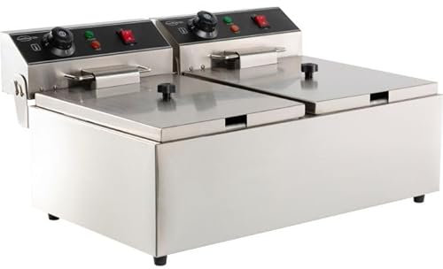 Friteuse Professionnelle Électrique - 2 x 6 L sans Robinet de Vidange - Combisteel