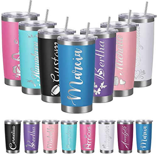Personalised Tumblers Custom 20 Oz Travel Mugs with Lids Personalised Insulated Tumbler Cups Stainless Steel Double Wall Engraved with Name Gifts for Men Women Christmas