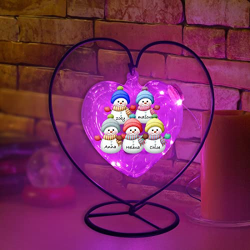 Personalizzato pupazzo di neve desiderio bottiglia lampada ferro appeso cuore luce notte incisione nome famiglia luce vetro romantico ricordo ricordo regalo per famiglia coppia